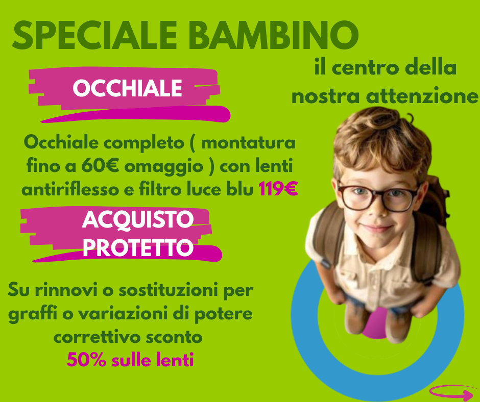 PROMOZIONE OCCHIALE VISTA BAMBINI 119€
